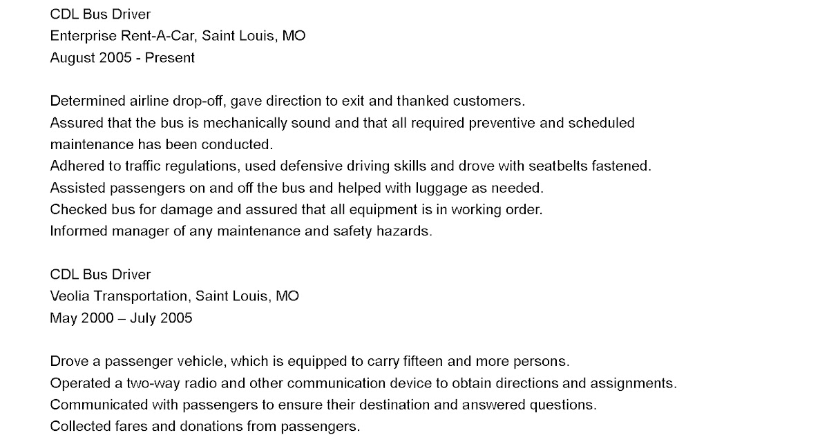 Resume driver cdl